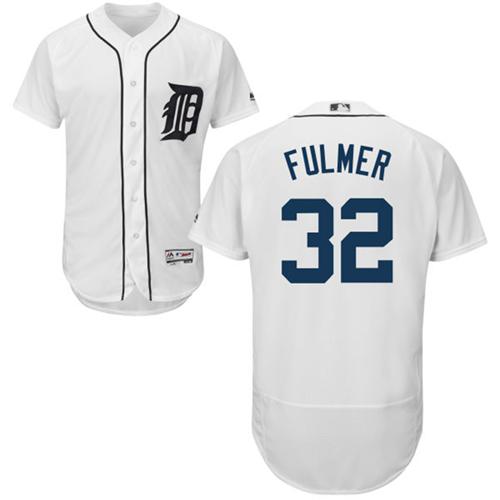Tigers #32 Michael Fulmer White Flexbase Authentic Collection Stitched MLB Jersey - Click Image to Close